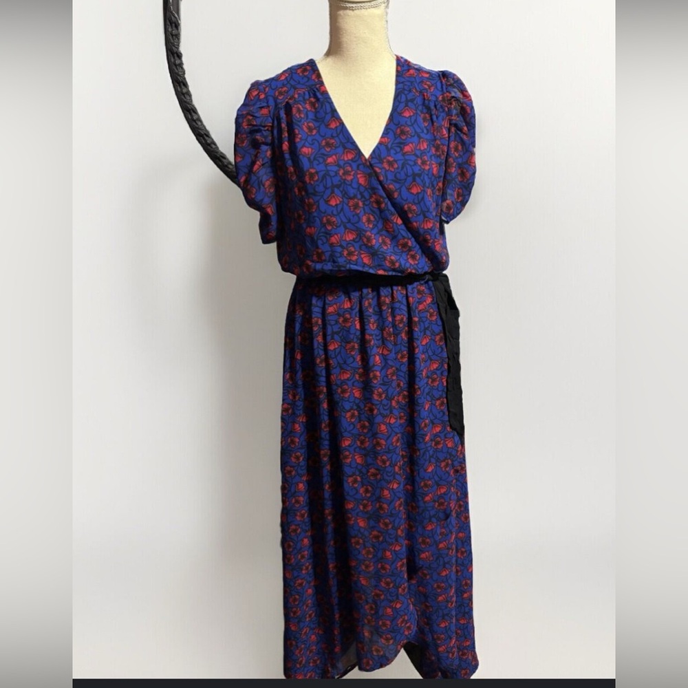 Disney Blue Floral High-Low Dress with Red Accents